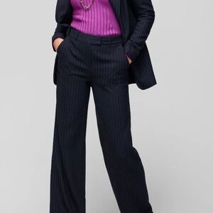 White House Black Market Navy with Pink Pinstripe Trousers